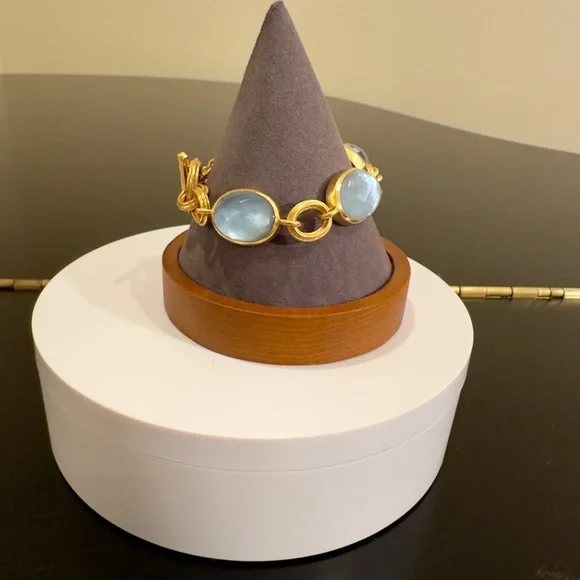 Julie Vos NWT authentic luxury minimalist Iridescent Chalcedony Blue Bracelet - Picture 11 of 17